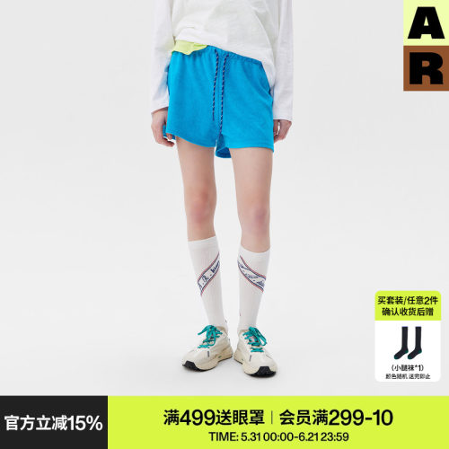 AR「softnotes」纯色毛巾肌理运动短裤女夏可外穿家居裤休闲裤子