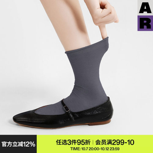 AR袜子女桑蚕丝中筒袜春秋薄款莫代尔云朵卷边袜2026年新款春夏季
