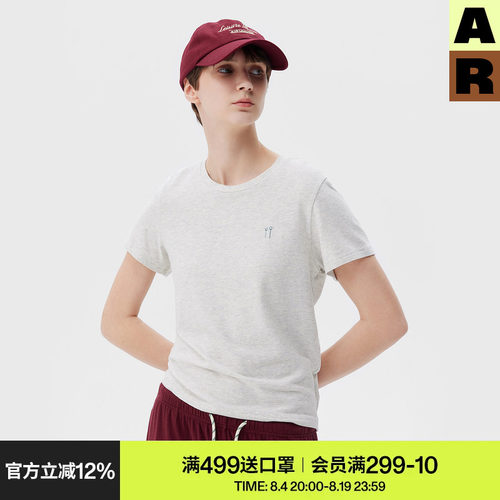 【doudou推荐】AR「softnotes」纯色棉莫代尔圆领短袖T恤夏上衣女