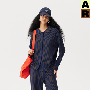 秋冬保暖长袖 AR半边绒睡衣女款 条纹高支家居服套装 DouDou推荐