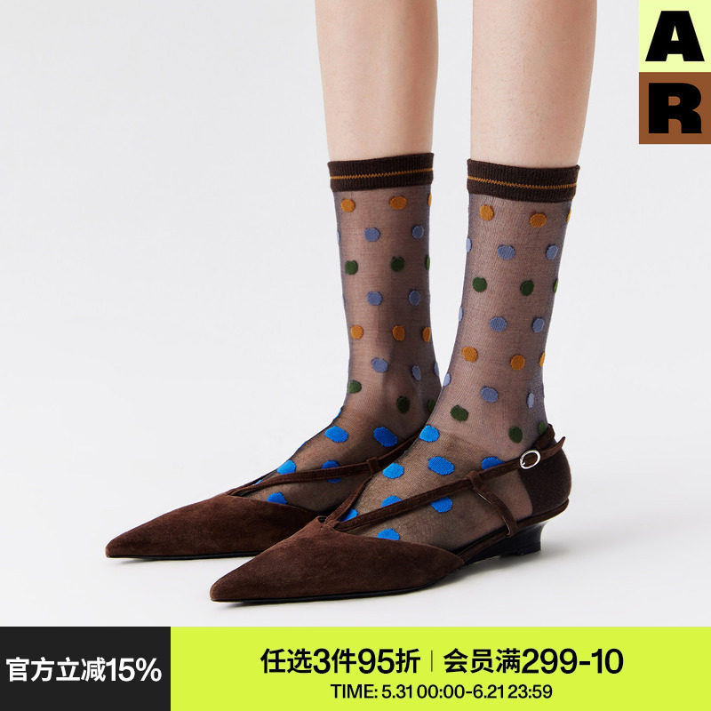 AR袜子女款中筒袜夏季薄款糖豆波点透气水晶袜玻璃卡丝袜艺术生袜