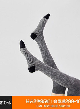 AR风琴过膝袜秋冬保暖灰色百搭高筒女款基础袜子春秋护膝长筒袜子
