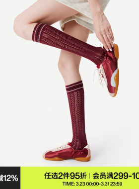 AR镂空网眼小腿袜子女款红色蕾丝玻璃丝袜夏薄款水晶袜堆堆长筒袜