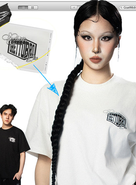 GTB/Ghettobro经典基础花体字260克重磅圆领印花短袖宽松版型情侣