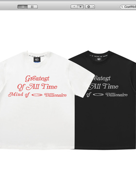 GTB/Ghettobro绳结发泡字体短袖美式男女夏季宽松运动情侣装