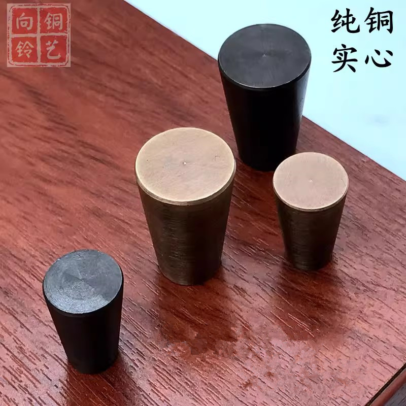 复古简约纯铜做旧拉手抽屉柜门铜拉手黄铜实心中式锥形蘑菇圆把手
