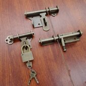 纯黄铜插销门栓防盗木门房门卫生间插锁免打孔老式 推拉门加厚锁扣