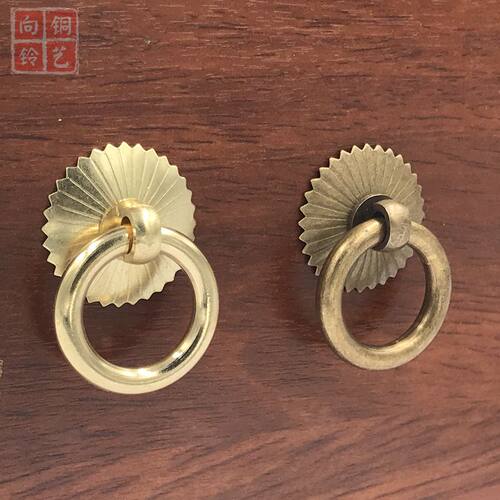 新中式仿古典纯黄铜拉手拉环柜门圆环铜环抽屉家具橱柜门全铜把手 - 封面