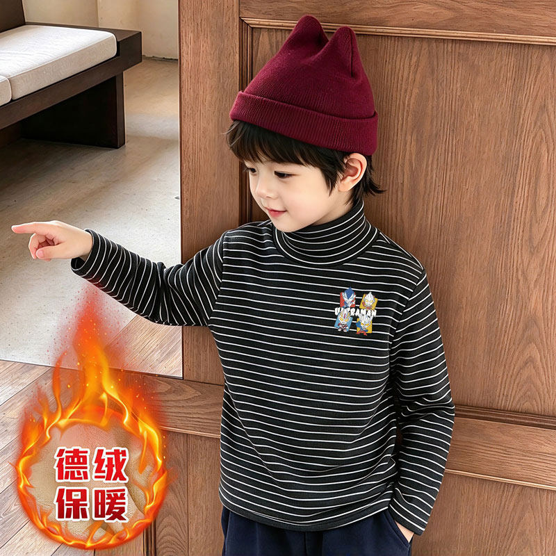 德绒条纹打底洋气保暖内搭