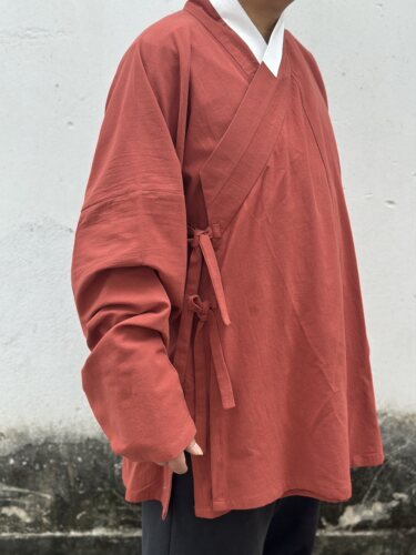 明制传统交领护领汉服窄袖短衫素色棉长袖休闲射箭大码春秋男女装
