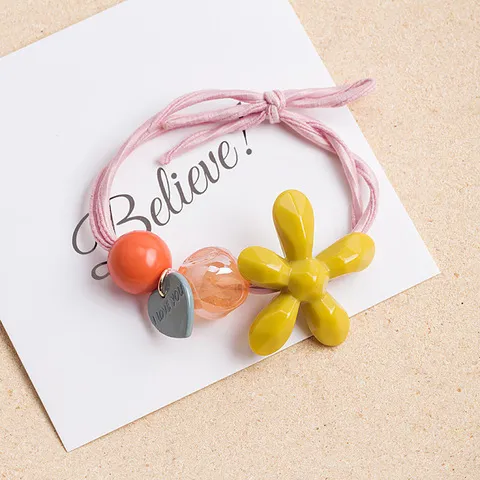 撞色发圈亚克力日韩泫雅风甜美头绳皮筋糖果色高弹珠子花朵