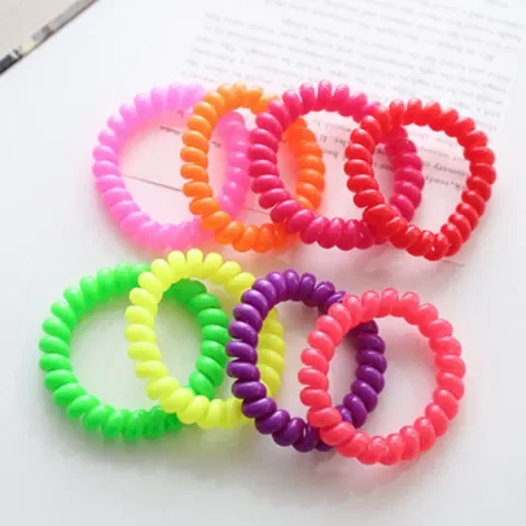 大号头绳电话线圈手环发圈糖果色彩色印花皮套发绳电话线