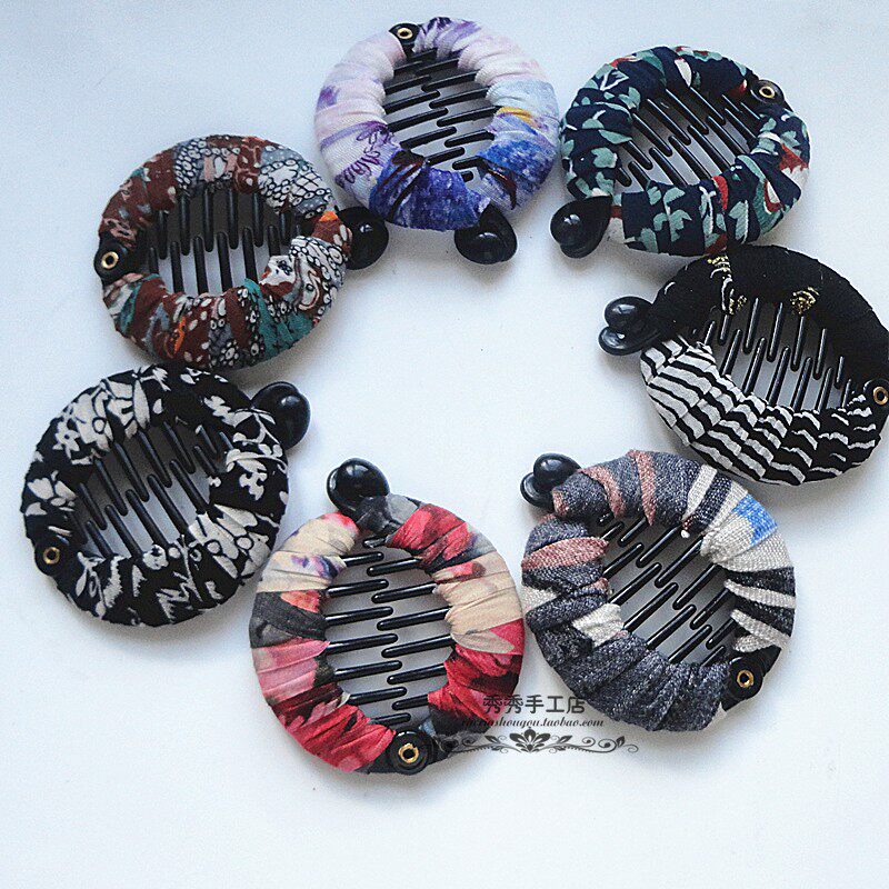 秀秀手工雪纺印花带缠布小号扁豆夹竖夹香鱼夹蕉夹