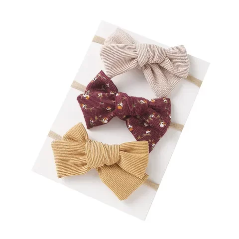 简约发圈创意手工配饰品婴儿发饰欧美布艺细发带三件套蝴蝶结弹力