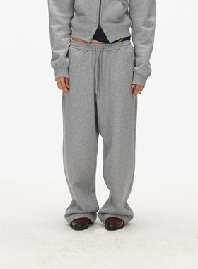 ECHOADE轻松时髦 宽松阔腿直筒版型加绒松紧腰运动长裤卫裤