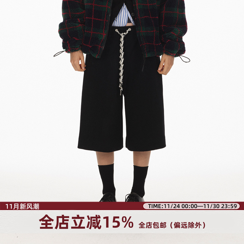 ECHOADE阔腿加厚毛呢中裤