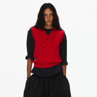 镂空透气针织背心 显瘦V领无袖 ECHOADE软糯亲肤 叠穿层次感