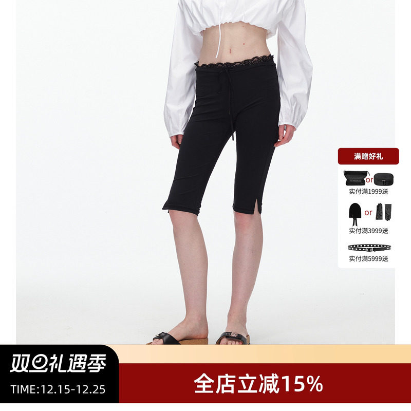 ECHOADE蕾丝边拼接短款骑行裤