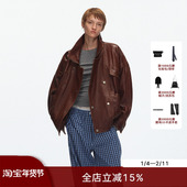 廓形插肩袖 ECHOADE英国进口100%绵羊皮 经典 设计飞行员皮夹克外套