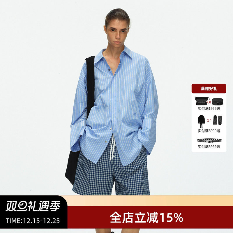 ECHOADE廓形暗门襟中长款衬衫