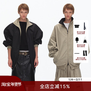 ECHOADE实用主义化繁为简 logo刺绣 两面穿宽松立领运动夹克外套