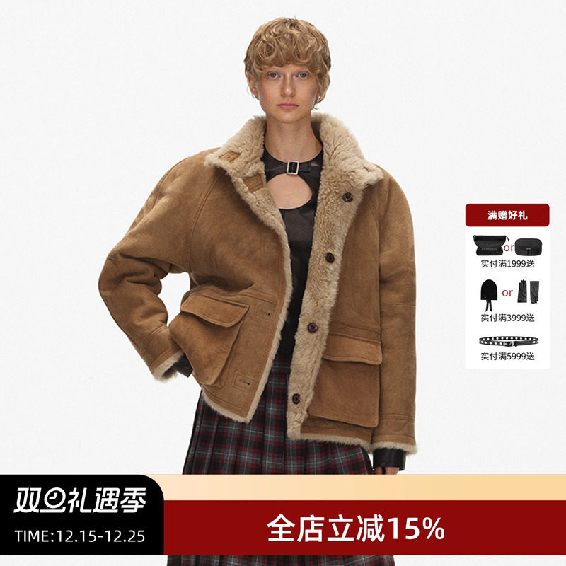 ECHOADE两面穿麂皮绒羊毛外套