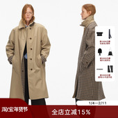 复古格纹拼接圆弧阔肩双面穿中长款 ECHOADE经典 廓形 设风衣外套