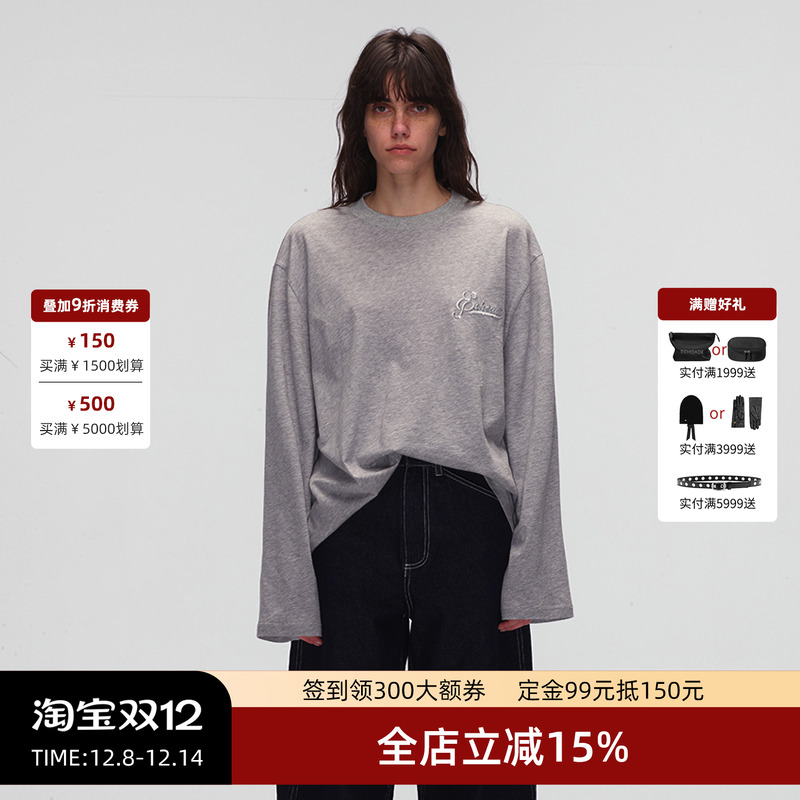 ECHOADE经典Tee升级甄选匹马棉轻盈透气宽松Logo珠片绣花长袖T恤