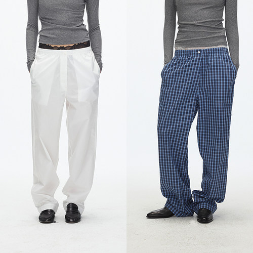 ECHOADE松紧腰宽松直筒休闲裤