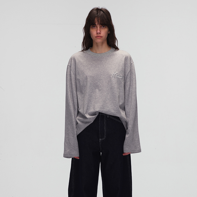 ECHOADE经典Tee升级甄选匹马棉轻盈透气宽松Logo珠片绣花长袖T恤