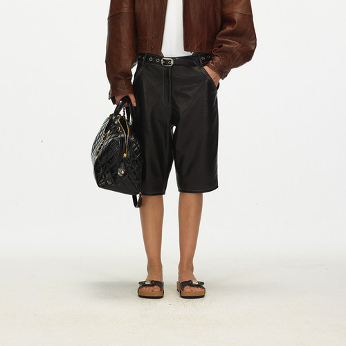 ECHOADE中低腰阔腿直筒五分中裤