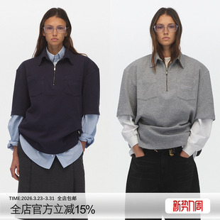 Polo衫 型落肩设计logo刺绣短袖 T恤 宽松版 ECHOADE早春叠穿