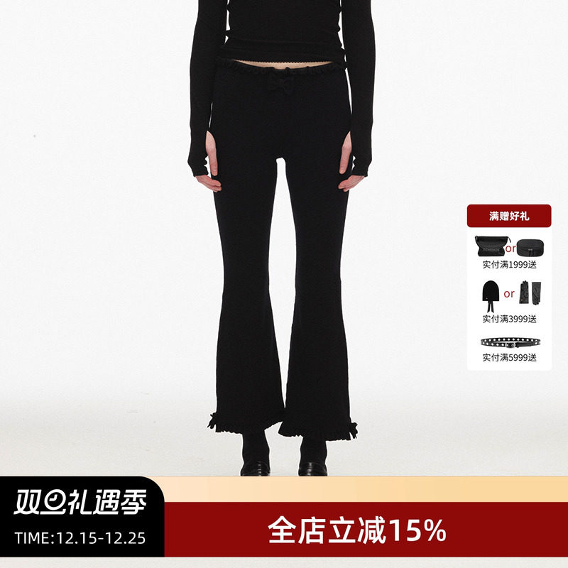 ECHOADE中腰蝴蝶结装饰微喇裤