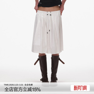 ECHOADE精选时髦轻盈材质 优雅小A字型松紧腰百褶半身裙