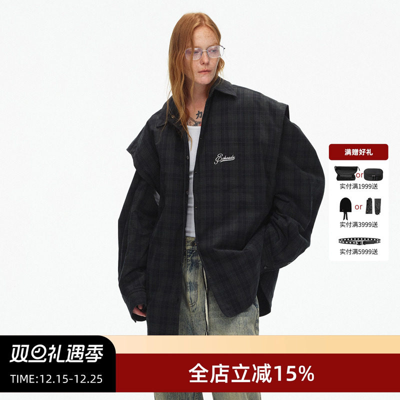 ECHOADE宽松廓形两件套衬衫棉服