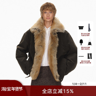 ECHOADE一件过冬 可脱卸鹅绒内胆工装风羊毛大毛领羽绒服夹克外套