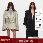 ECHOADE时髦重工自带垂坠感大翻领下摆毛边设计宽松版 型风衣外套