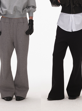 ECHOADE时髦慵懒微喇裤休闲卫裤 微阔裤舒适复古低腰直筒裤