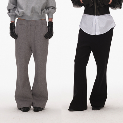 ECHOADE时髦慵懒微喇裤休闲卫裤 微阔裤舒适复古低腰直筒裤