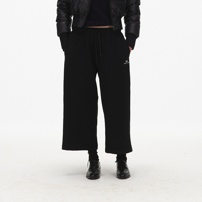 ECHOADE刺绣点缀九分运动卫裤