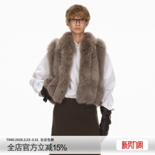 ECHOADE优雅与力量平衡 慵懒贵气毛感蓬松丰盈灰色狐狸毛皮草马甲
