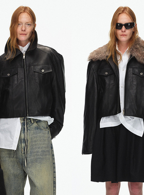 ECHOADE经典实穿 一件过冬毛领夹棉皮夹克外套