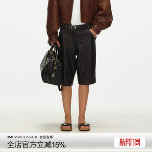 阔腿直筒五分中裤 ECHOADE甄选进口绵羊皮柔软细腻 中低腰设计经典