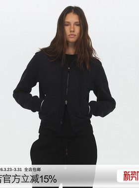 ECHOADE松弛慵懒 双开拉链撞色口袋设计logo刺绣点缀短款连帽卫衣