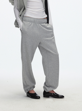 ECHOADE松弛懒 精选纯棉材质松紧抽绳腰头中低腰设计束脚运动卫裤