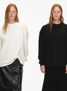 ECHOADE长期主义 平直下摆设计精致小圆领宽松长袖T恤