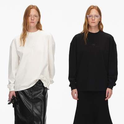 ECHOADE精致小圆领宽松长袖T恤