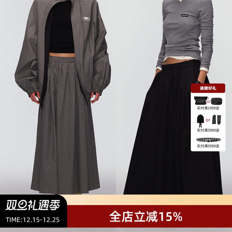 ECHOADE复古格纹设计感半身裙