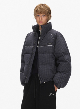 ECHOADE御寒美学 经典复古格纹立领短款面包羽绒服