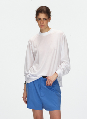 ECHOADE轻薄透气 夏日防晒精致小圆领丝滑垂坠感宽松版型长袖T恤